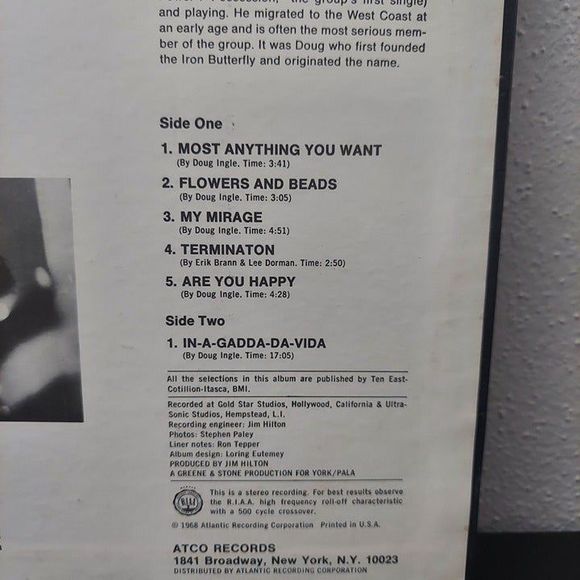 Iron Butterfly : In-A-Gadda-Da-Vida 1968 Vinyl Record LP ATCO SD 33-250 - Picture 3 of 9